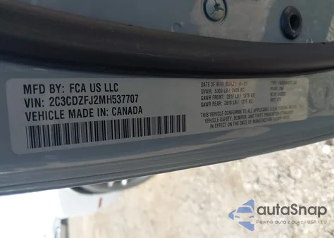 2021 Dodge Challenger R/T Scat Pack z USA, uszkodzony, nr VIN 2C3CDZFJ2MH537707